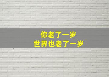 你老了一岁 世界也老了一岁